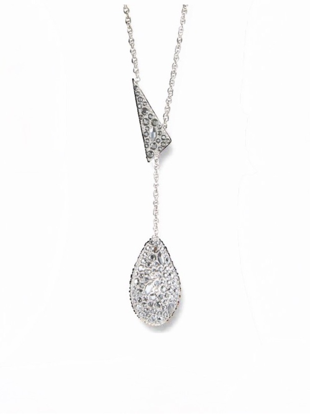 NEW Alexis Bittar Necklace Silver Pavé Clear Crystal Origami Lariat JL17